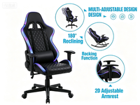 Chaise de jeu de course T-selling, chaise de jeu de luxe pour joueur avec fonction de massage et éclairage RGB