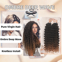 Cabello Virgen 100% con Cutícula Alineada, Más Vendido de Fábrica, para Ondas Profundas, Cabello de Ganchillo con Nudos Milagrosos, Cabello Rizado Sin Nudos Estilo Boho, Tejido de Cabello Virgen