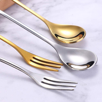 Ensemble de couverts créatifs en acier inoxydable en forme de feuille, fourchette à dessert, cuillère à café et à thé, design unique