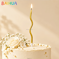 Bougies d'anniversaire avec design long et ondulé sans fumée et coloré, logo personnalisé, taille, couleur, emballage, vente en gros, OEM, décoration de fête