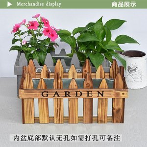 Handmade Farmhouse Garden Ornaments Decorative Planter Box Rustic Wooden <b>Herb</b> Tray Flower <b>Pots</b> - Product Image 2