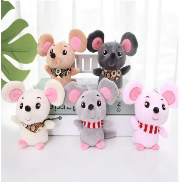 Dropshipping Baby Kids Kawaii Cute Soft Plush Cartoon Animal Small Mouse KeyChain Toy Doll Pendant Stuffed Hamster Toy