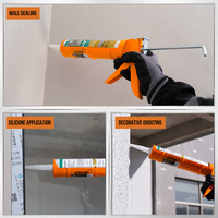 KSEIBI Pistolet à calfeutrer en aluminium manuel à usage intensif Taille 9*220mm pour la construction et le mastic en silicone