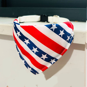 American Style Pet Triangular Bandana <b>Red</b> White Blue Stars Stripes Decorative Cat Dog Bib <b>Scarf</b> Accessory - Product Image 1