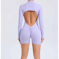 Combinaison de sport une pièce à manches longues personnalisée pour femme, douce, moulante, pour la gym, la course, le fitness et le yoga