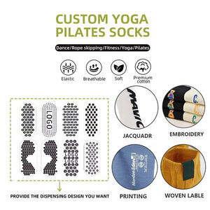 Design personnalisé Chaussettes Tie Dye Gradient Color Crew Length Chaussettes antidérapantes Yoga Pilates Logo brodé Motif floral - Product Image 6