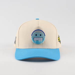 Gorra de béisbol de algodón de dos tonos con parche bordado 3D a la moda al por mayor gorra de correr de cinco paneles con logotipo de emoción personalizada unisex - Product Image 2