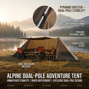 <span class=keywords><strong>Tente</strong></span> pyramidale renforcée à double tige de support, avec fenêtre en maille et aération au sol, pour <span class=keywords><strong>bivouac</strong></span>, équipement de protection et kit d'outils - Product Image 1