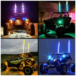 Flexibele Led Zweep Rzr 360 Graden Spiraal Rgb Antennes Gedraaide Accessoires Afstandsbediening Led Zweeplampen Voor Utv Off- Road Atv