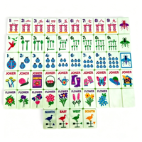 Tuiles de Mahjong Américaines en Coquille de Nacre Simple Couche Lucky Charm Aspen Glow avec Symboles Fantaisistes et Motifs Floraux de Dragon Vibrants