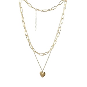 Niche Design Femme À La Mode Titane Acier Double Couche Clavicule Ins Choker À La Mode Perle Froide En Acier Inoxydable Coeur - Product Image 5