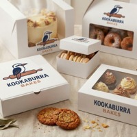 Boîte à dessert personnalisée imprimée avec fenêtre, en carton, pour gâteaux, biscuits, pâtisseries, emballage de boulangerie, écologique, qualité alimentaire