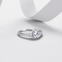 Bague Bypass en Moissanite, Argent Sterling 925, 7,5 mm, 1,5 ct, Ronde, VVS1, Couleur D, 3 Couleurs, Tailles US 5-9, Bijoux pour Femmes