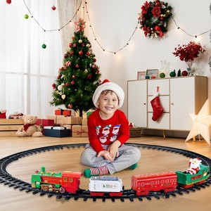 Ensemble de train de Noël avec lumières et sons, jouet éducatif en plastique pour enfants, décoration intérieure autour de l'arbre de Noël - Product Image 3