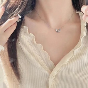 Butterfly Necklace Zinc Alloy Hollow Design Sparkling Diamond Clavicle Chain For Women Party Fashion Jewelry - Product Image 4