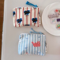 Tas perlengkapan mandi wanita, tas dompet koin penyortir untuk wanita, tas perlengkapan rias kecantikan Mini, Organizer ritsleting, gambar kucing lucu, katun, Logo kustom
