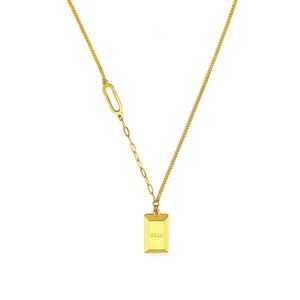 Xinfly Trendy Pure Real <b>24K</b> Yellow 999 <b>Gold</b> Rich Brick Pendant Couple Necklace Fine Jewelry Set for Women and Men - Product Image 1