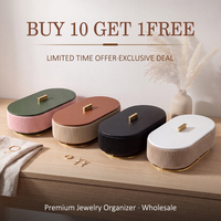 Boîte à bijoux de luxe personnalisée en bois et cuir PU, organiseur de rangement pour bijoux, emballage cadeau pour collier, bague, boucles d'oreilles, en stock