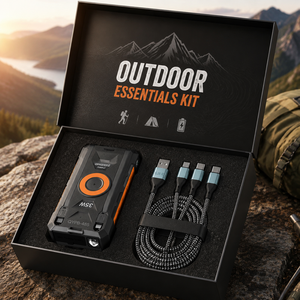Kit Essentiel pour l'Extérieur : Batterie Externe 20000mAh avec 4 Câbles QYPB-485 – Chargeur Portable pour Randonnée, Camping, Coffret Cadeau - Product Image 1