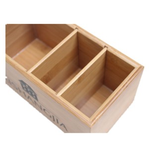 Organisateur de bureau en bambou Aishangjia, rectangulaire, 20x10x9cm, boîte de rangement multi-compartiments pour le bureau - Product Image 4
