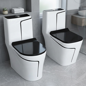 มาตรฐาน ovs Ada ที่ทันสมัยแบบชิ้นเดียวติดตั้งบนพื้นห้องน้ำเซรามิก siphonic WC ที่คลุมที่นั่งสีดำสำหรับห้องน้ำ - Product Image 3