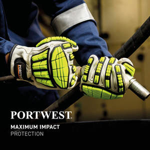Guantes de Trabajo de Seguridad Anti Impacto Portwest A745, Guantes de Trabajo de Cuero Premium Resistentes a Cortes y Reductores de Impactos, Color Gris - Product Image 5