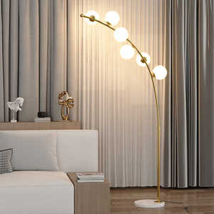 Classic Retro Luxury <strong>Gold</strong> Fishing Floor <strong>Lamp</strong> Marble Base Arc <strong>Standing</strong> Light Living Room Home Decor Modern Glass Ball Floor <strong>Lamps</strong> - Product Image 2