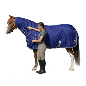 Couverture d'extérieur pour cheval rouge, imperméable, en tissu Oxford, doublure polaire, pour l'hiver, protection extérieure avec grande rabat de queue et 2 sangles de fixation aux jambes - Product Image 6
