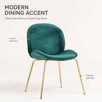 Échantillon gratuit Vente entière Chaise de restaurant moderne Fauteuil en velours nordique Mobilier de salle à manger Chaise de salle à manger en tissu avec pied en or