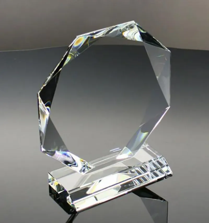 ADL cheap octagonal blank glass award company souvenir gifts glass plaque trophy crystal