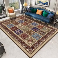 Tapis personnalisé en velours cristal noir et argent, motif médaillon, imprimé, antidérapant, doux, pour salon, style vintage floral oriental