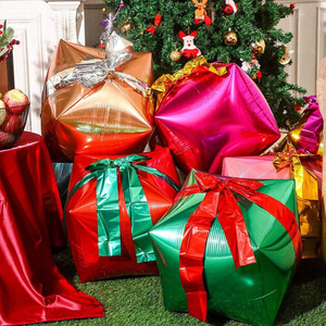 22 pouces 4D couleur unie Cube <span class=keywords><strong>film</strong></span> aluminium ballons carré quatre faces boule boîte-cadeau décoration de noël feuille ballon - Product Image 3