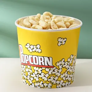 팝콘 컵 사용자 정의 로고 식품 포장 용기 테이크 아웃 식품 용기 일회용 85 온스 종이 팝콘 컵