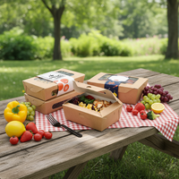 Boîtes d'emballage alimentaire rectangulaires personnalisables en papier kraft jetable avec fenêtre, qualité alimentaire, pour plats à emporter, 750ml 1000ml 1250ml, Sushi