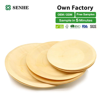 Assiettes carrées en bois de peuplier Senfenghe de haute qualité, biodégradables, écologiques, jetables, légères, modernes, pour servir lors de fêtes