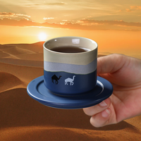 Kingze Tasse à café expresso arabe du Moyen-Orient et soucoupe de luxe unique 80ml avec logo personnalisé