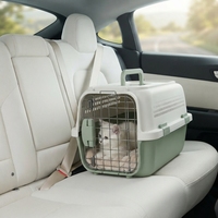 Cage de transport pour animaux de compagnie OEM/ODM, petite, portable, respirante, en plastique, pour chat et chien, avec porte en fil métallique sécurisée