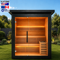 Sauna Tradicional Kaitong de Madera de Hemlock, Vapor Seco, Madera de Cedro Rojo, Moderna, para Exteriores, para el Hogar, para 2 Personas