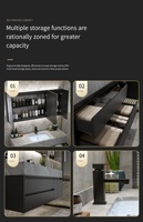 Meuble-lavabo flottant au design moderne personnalisé avec miroir intelligent, vasque en céramique murale et drain en acier inoxydable