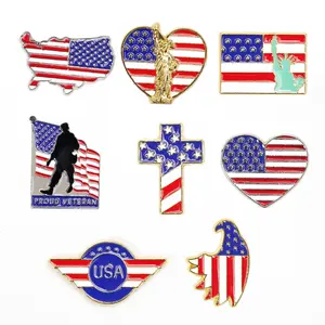 Nieuw Patriottisch Kruis Trots Revers Pin Email Adelaar Badge Unisex Zwaaiende Usa Vlag Broche