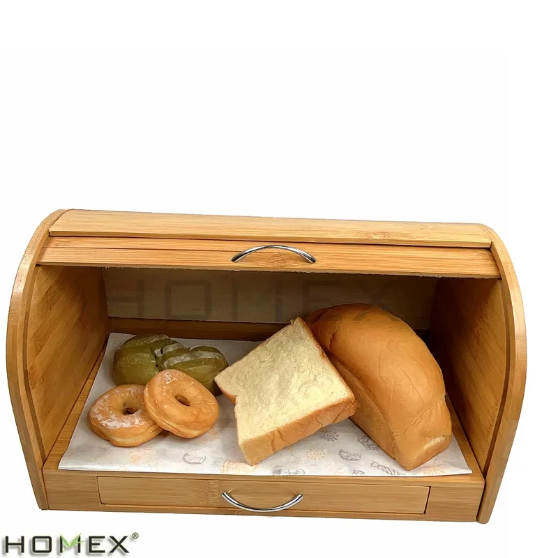 Saklama kutuları ve kovaları ekmek kutusu bambu büyük kapasiteli ekmek kutusu seti Panera/BSCI-Homex