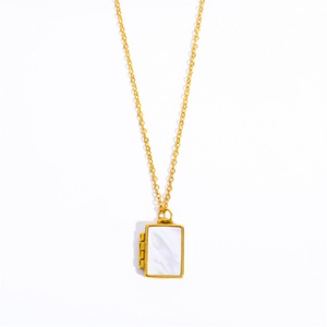 Simple Gold Plated Shell Necklace Stainless Steel Photo <b>Locket</b> Pendant Necklace - Product Image 1
