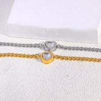 Roestvrij stalen armband goudkleurige kinketting hart kristal bezel armband voor vrouwen Valentijn cadeau mode-sieraden groothandel