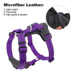 Harnais pour chien en nylon et cuir, modèle C012, anti-traction, anti-étranglement, forme Y, anti-dérapant, style H, avec logo personnalisé, en stock usine - Product Image 6