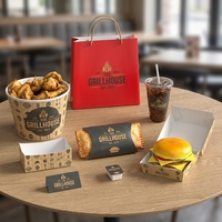 Ensemble d'emballages personnalisés avec logo imprimé pour frites à emporter, résistants à la graisse, pour la livraison rapide de restauration rapide