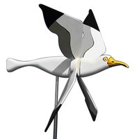 Tourniquet à vent métallique pour jardin, mouette, oiseau volant, ornement cinétique sur piquet, décoration artistique pour extérieur, cour, patio, pelouse