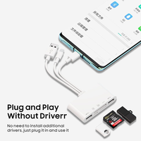 Adaptateur de concentrateur USB 5 en 1 avec port de chargement USB SD TF Carder Reader et station d'accueil pour câble 3 en 1