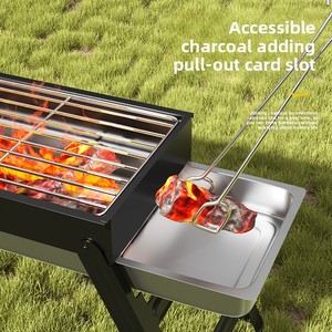 Barbecue portable multifonctionnel pliable en acier inoxydable et carbone, petit modèle pour 3-5 personnes, style traditionnel, pour l'extérieur et la maison - Product Image 4