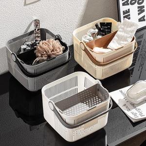 Panier de bain portable rectangulaire 10-20L avec séparation sec/humide pour rangement des articles de toilette de salle de bain - Product Image 5