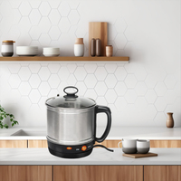 Marmite électrique multifonctionnelle de 1,5 L Pot à couvercle en verre pour nouilles instantanées